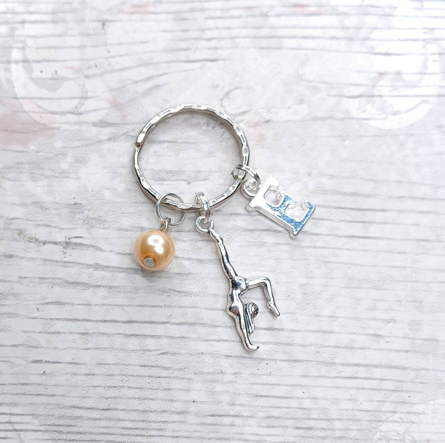 Gymnast keyring, gymnastics keychain, personalised gift for kids, initial birthday present, athletic coach gift