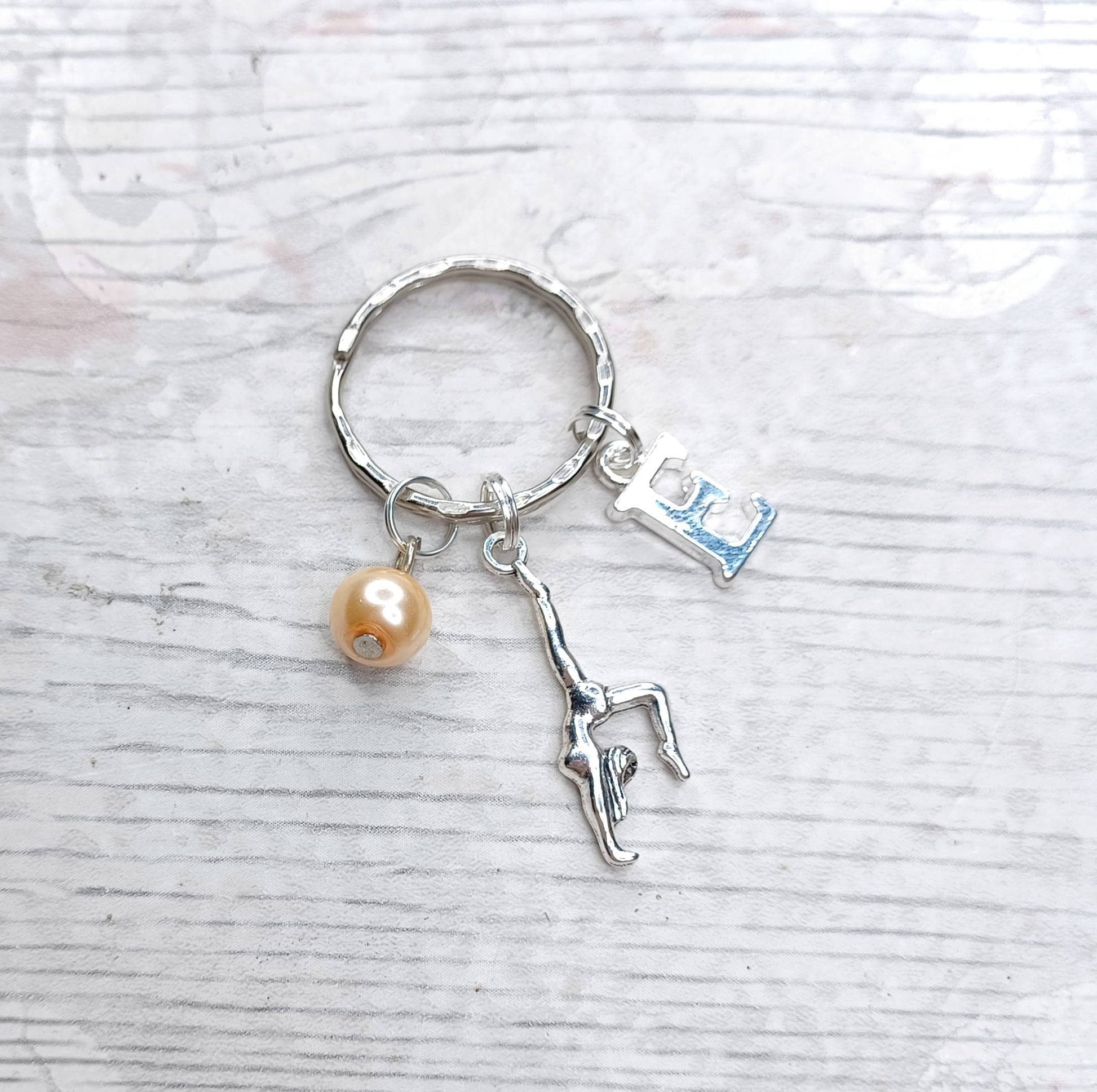 Gymnast keyring, gymnastics keychain, personalised gift for kids, initial birthday present, athletic coach gift