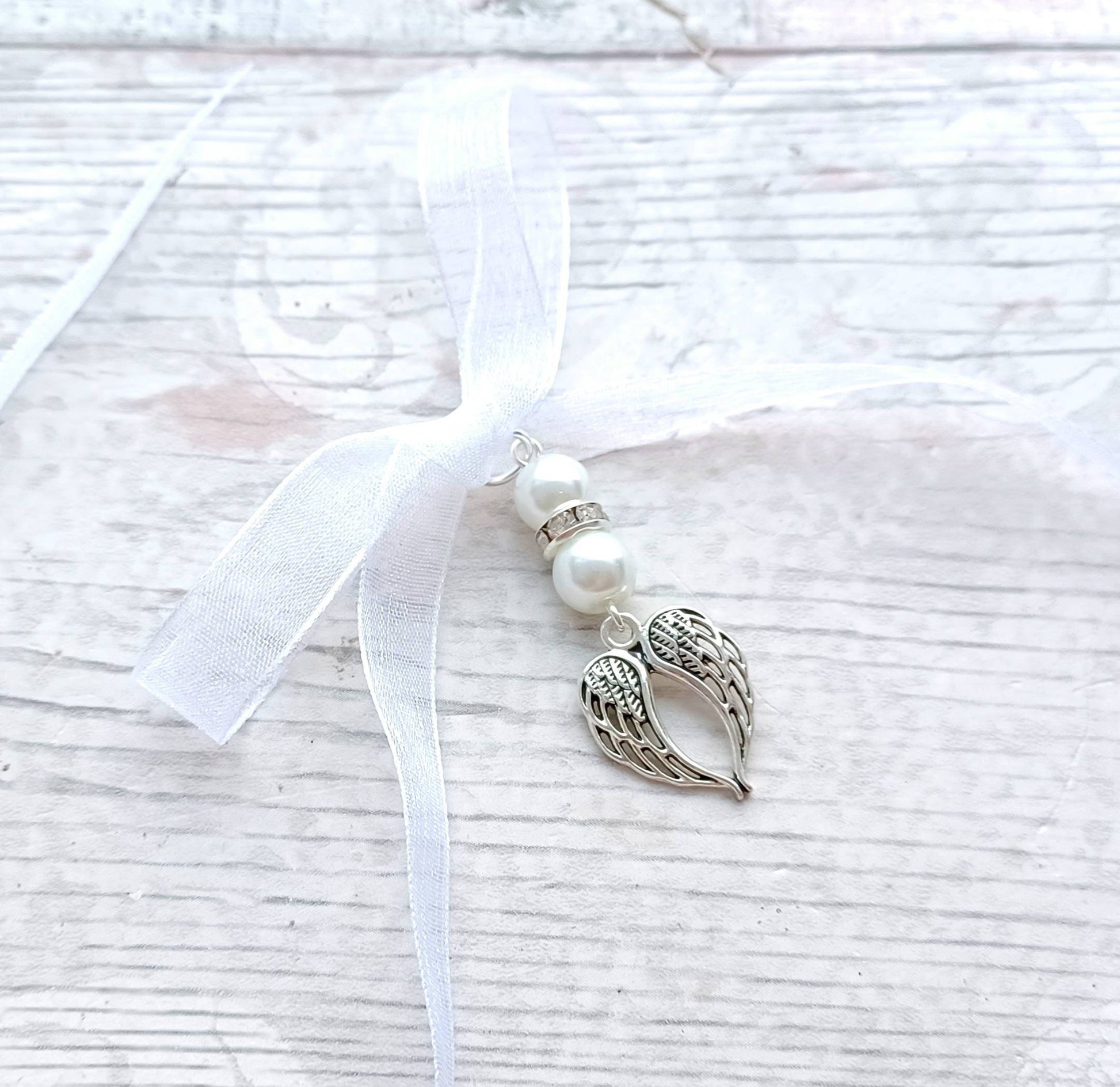 Angel wing bouquet charm, memorial charm for wedding flowers, memory wings for lost loved one, bridal flower charm, in memory present