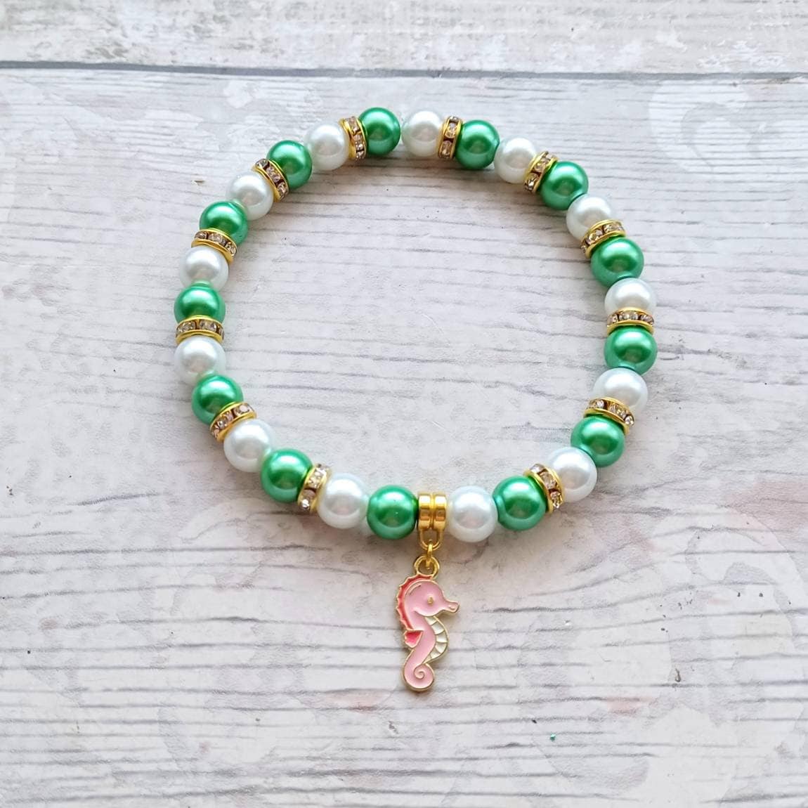 Seahorse bracelet, ocean jewellery, nautical present, gift for diver, under the sea, animal lover, beach bracelet