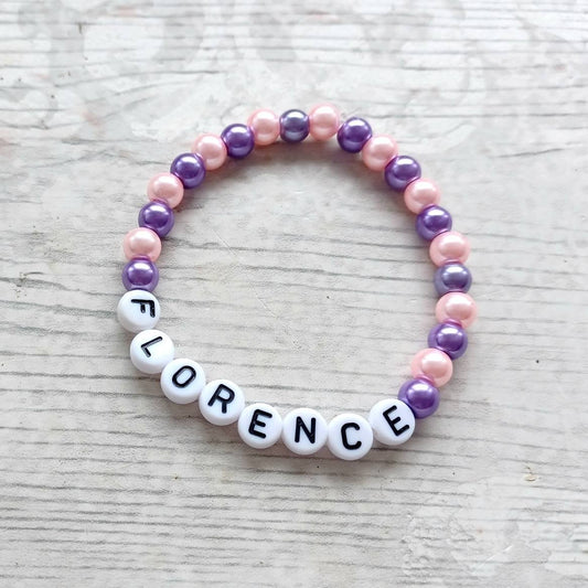 name bracelet, personalised kids jewellery, wedding jewelry, thankyou present, flowergirl bracelet, gifts for girls
