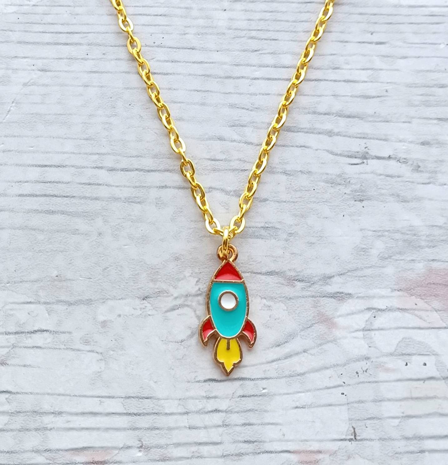 Spaceship necklace, rocket necklace, galaxy jewellery, sci-fi geek present, space nerd, space lover