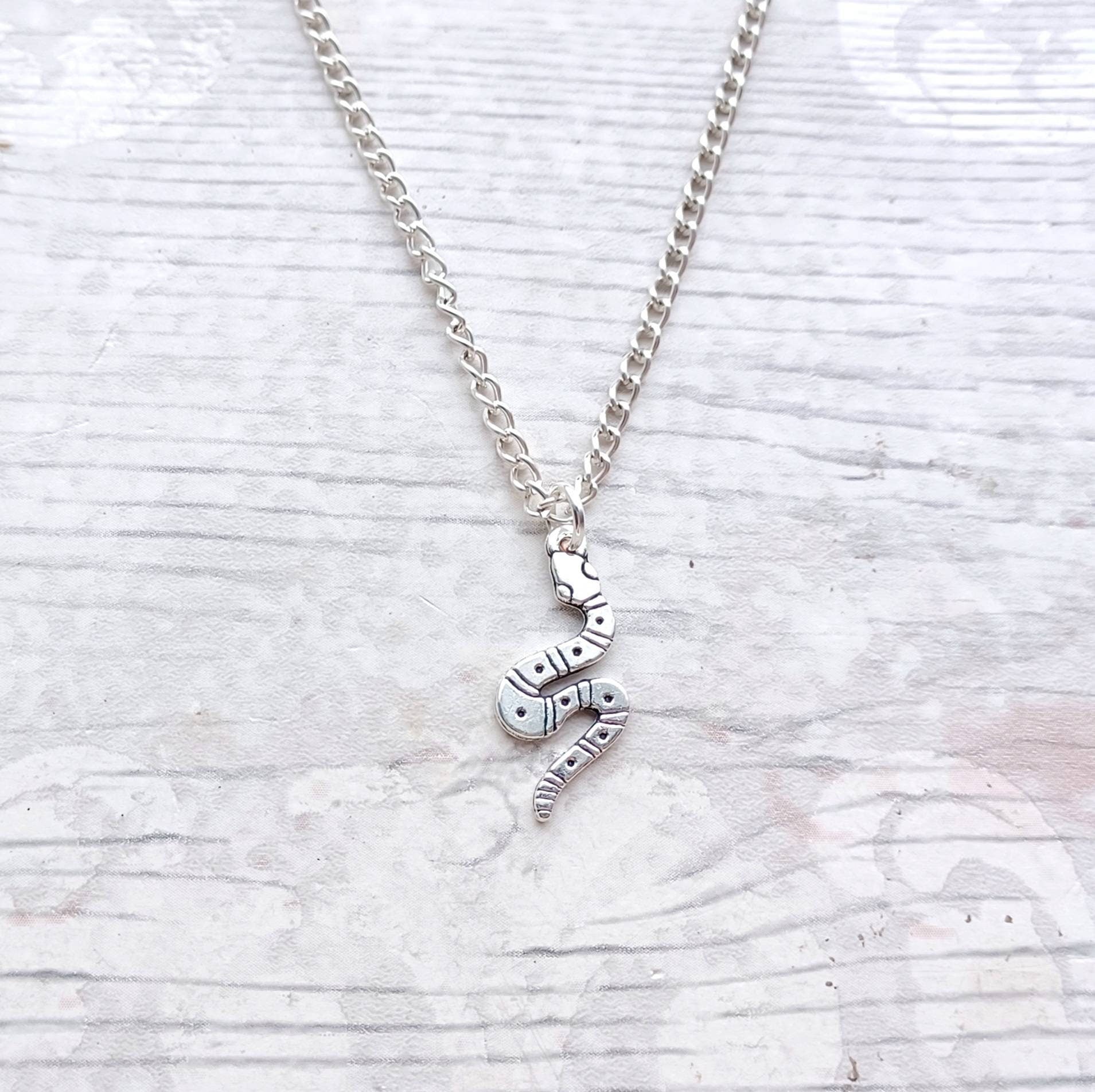 Snake necklace, serpent necklace, reptile jewellery, personalised initial necklace, pet jewelry, gifts for him