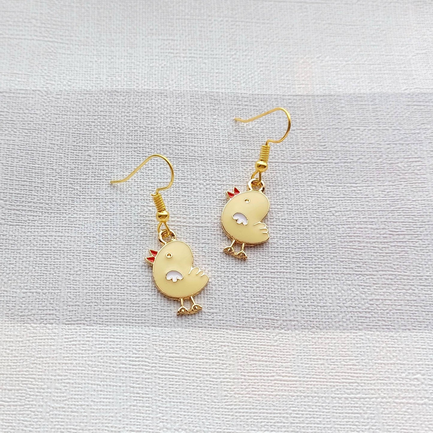 Chick earrings, chicken jewellery, easter jewelry, animal lover present, spring earrings, cute gift for girls, duckling earrings