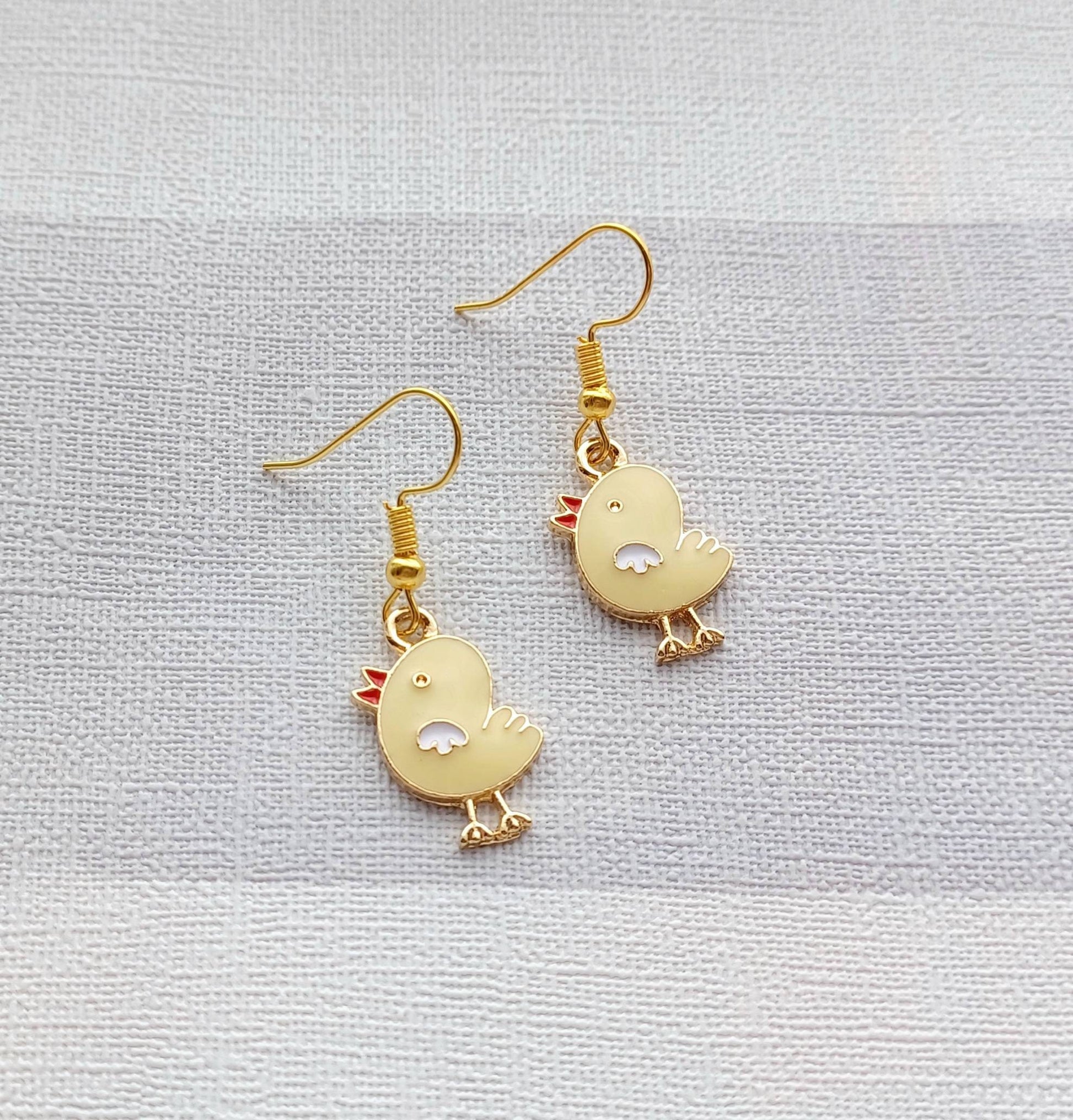 Chick earrings, chicken jewellery, easter jewelry, animal lover present, spring earrings, cute gift for girls, duckling earrings