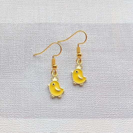 Chick earrings, chicken jewellery, easter jewelry, animal lover present, spring earrings, cute gift for girls, duckling earrings