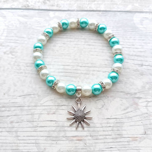Sunflower bracelet, flower jewellery, summer jewellery, mother's day gift, gardener present, cute Boho jewelry, spring vibes