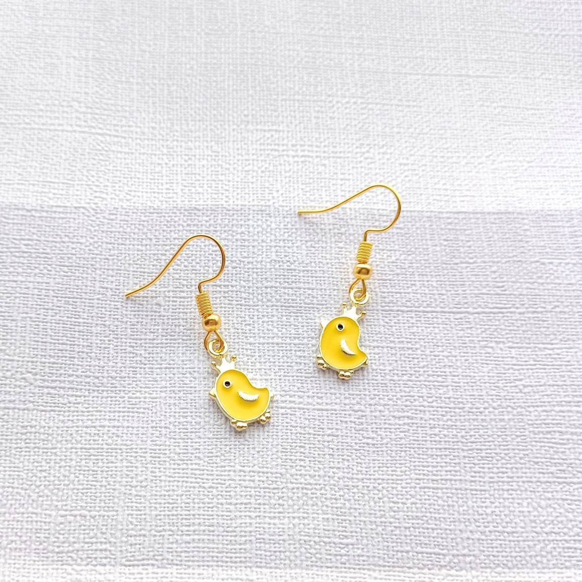 Chick earrings, chicken jewellery, easter jewelry, animal lover present, spring earrings, cute gift for girls, duckling earrings