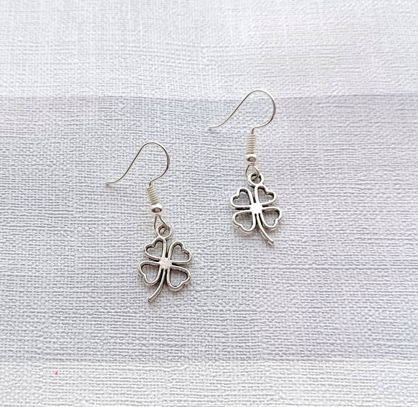 Clover earrings, shamrock earrings, four-leaf clover jewellery, good luck present, st patricks day gift