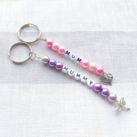 Mum keyring, mummy bag charm, personalised mom keyring, mam car keys, mama house keys, zip tag, coat tag