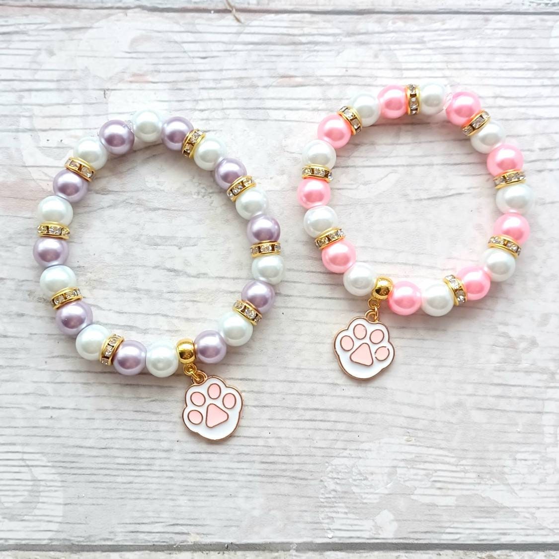 Paw print bracelet, dog and cat print jewellery, animal lover gift, presents for kids, pet memorial gift