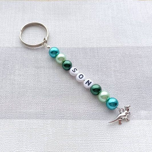 Son keyring, brother bag charm, personalised keyring, named keyring, back to school, zip tag, coat tag, gift for boys