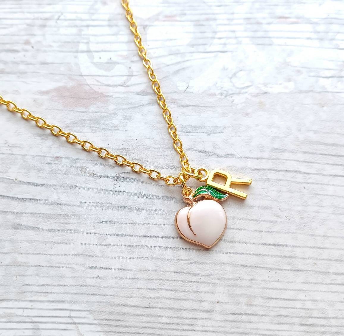 Peach necklace, fruit jewellery, food lover, my cute little peach, gifts for her
