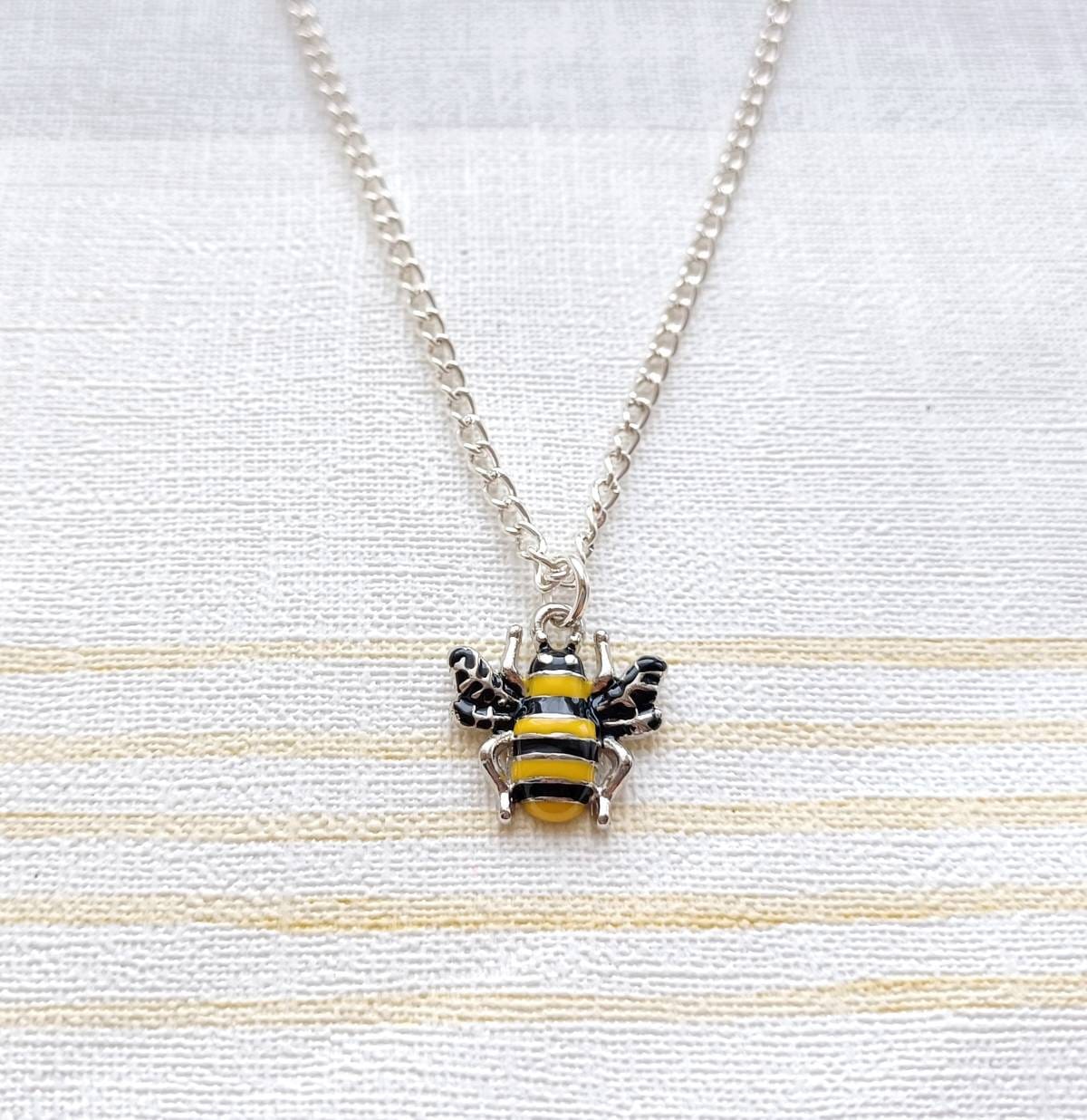 Bee necklace, personalized initial jewellery, insect necklace, wasp gift, bug lover present, mothers day gift, honey bee