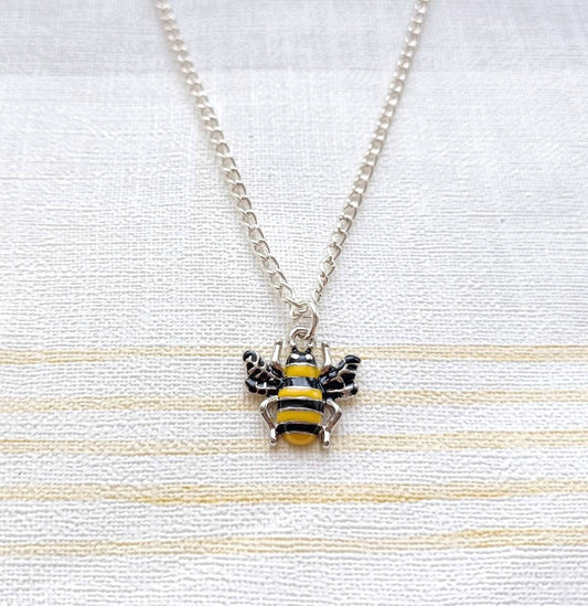 Bee necklace, personalized initial jewellery, insect necklace, wasp gift, bug lover present, mothers day gift, honey bee
