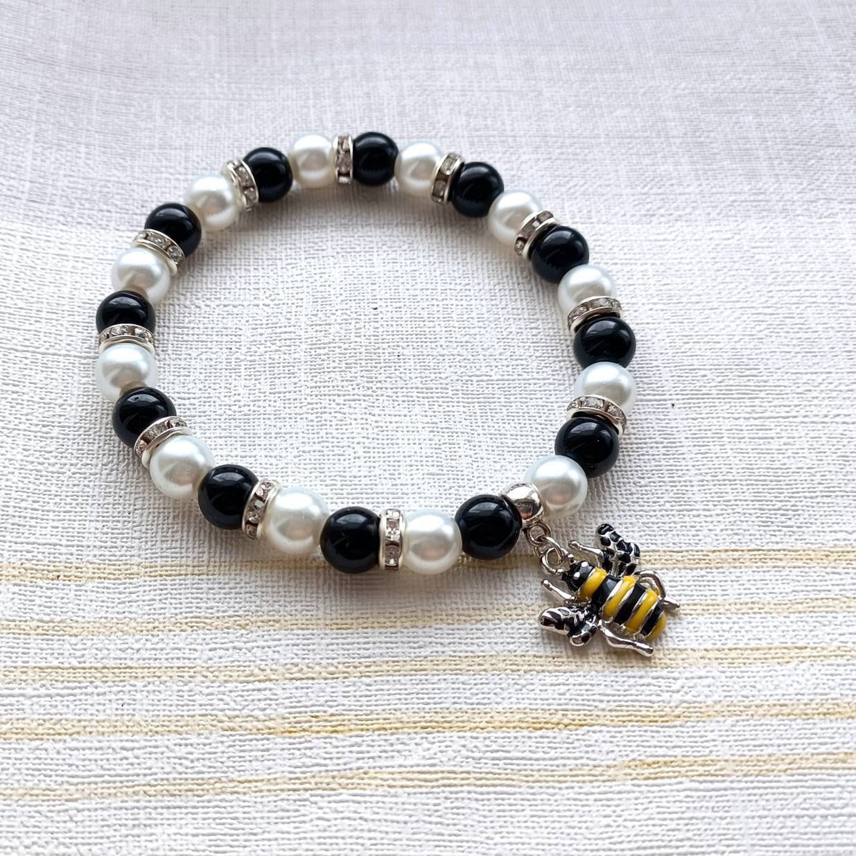 Bee bracelet, wasp jewellery, honey bee gift, bumble bee present, bug lover, teacher gift, nature birthday present