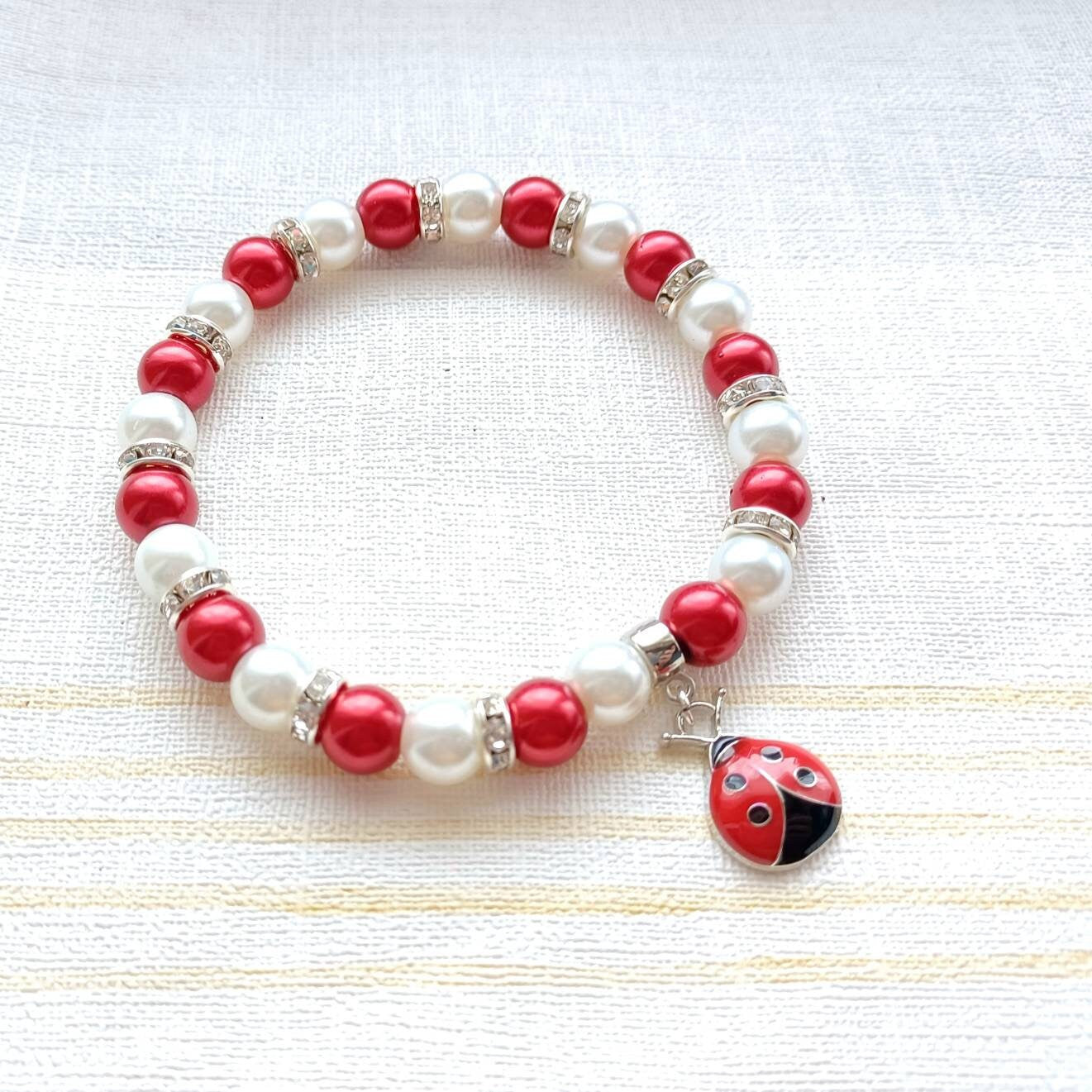 Ladybird bracelet, ladybug jewellery, beetle gift, bug lover, teacher gift, nature birthday present