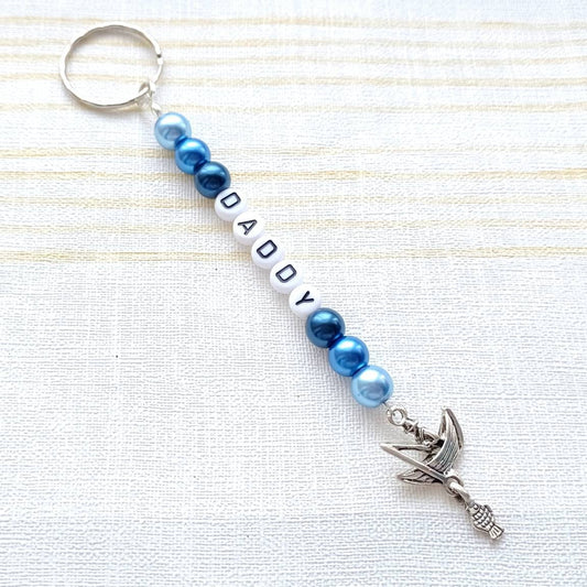 Dad keyring, daddy bag charm, personalised name keychain, fathers day gift, coat tag, gift for him