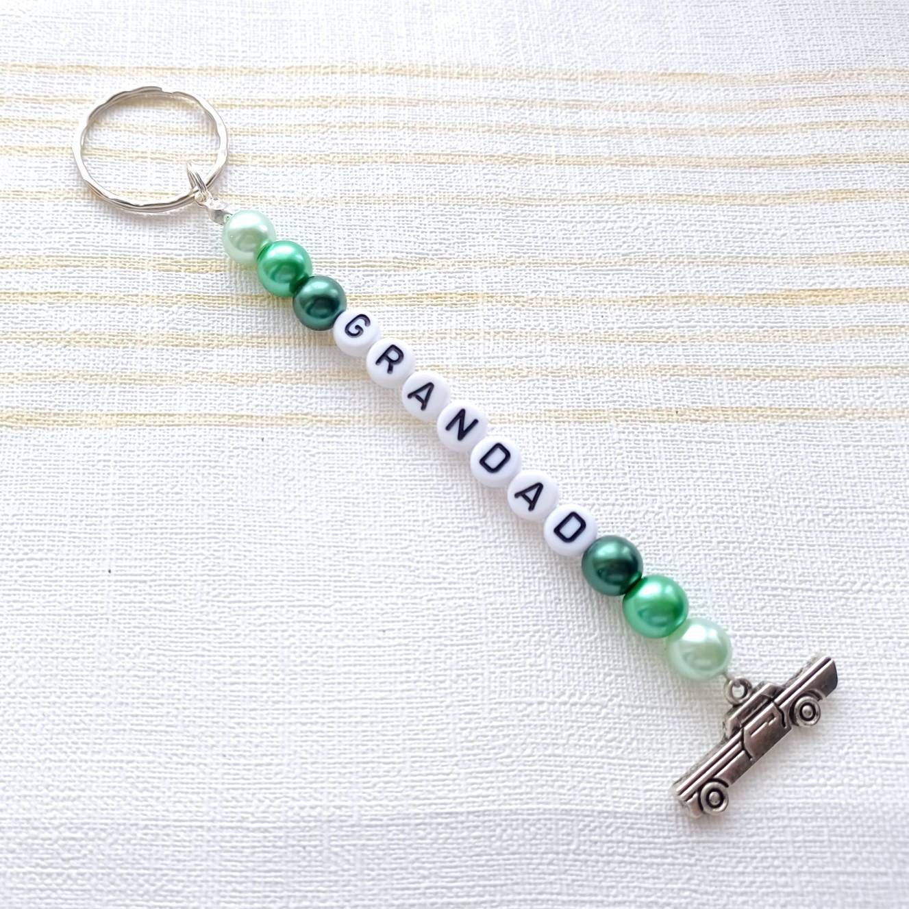 Grandad keyring, grandpa bag charm, personalised name keychain, fathers day gift, gift for him