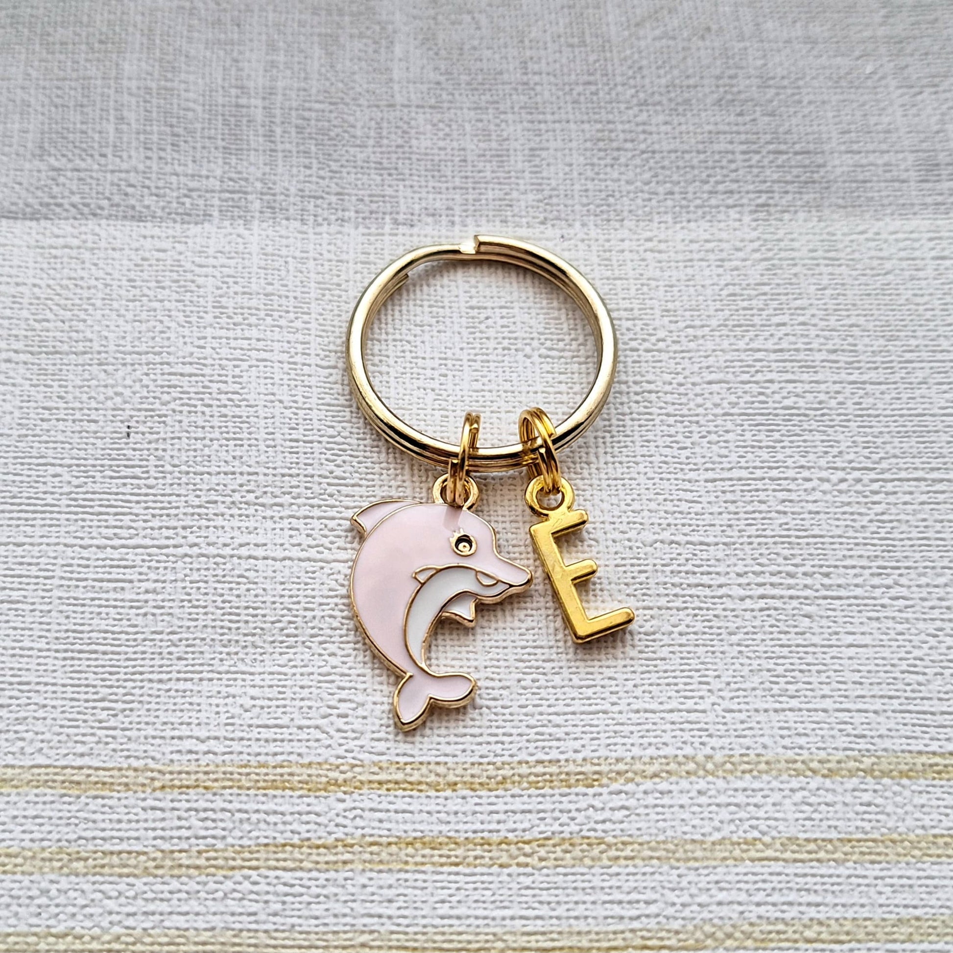 Dolphin keyring, sea creature keychain, nautical gift, sealife present, initial keyring