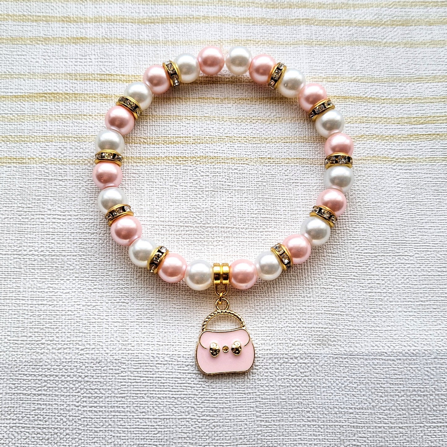 Handbag bracelet, purse charm, hand bag gift, cute pink present for girls, princess jewellery, friendship jewelry