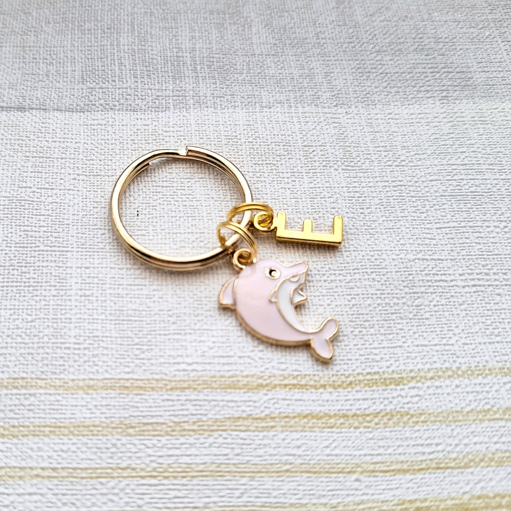 Dolphin keyring, sea creature keychain, nautical gift, sealife present, initial keyring