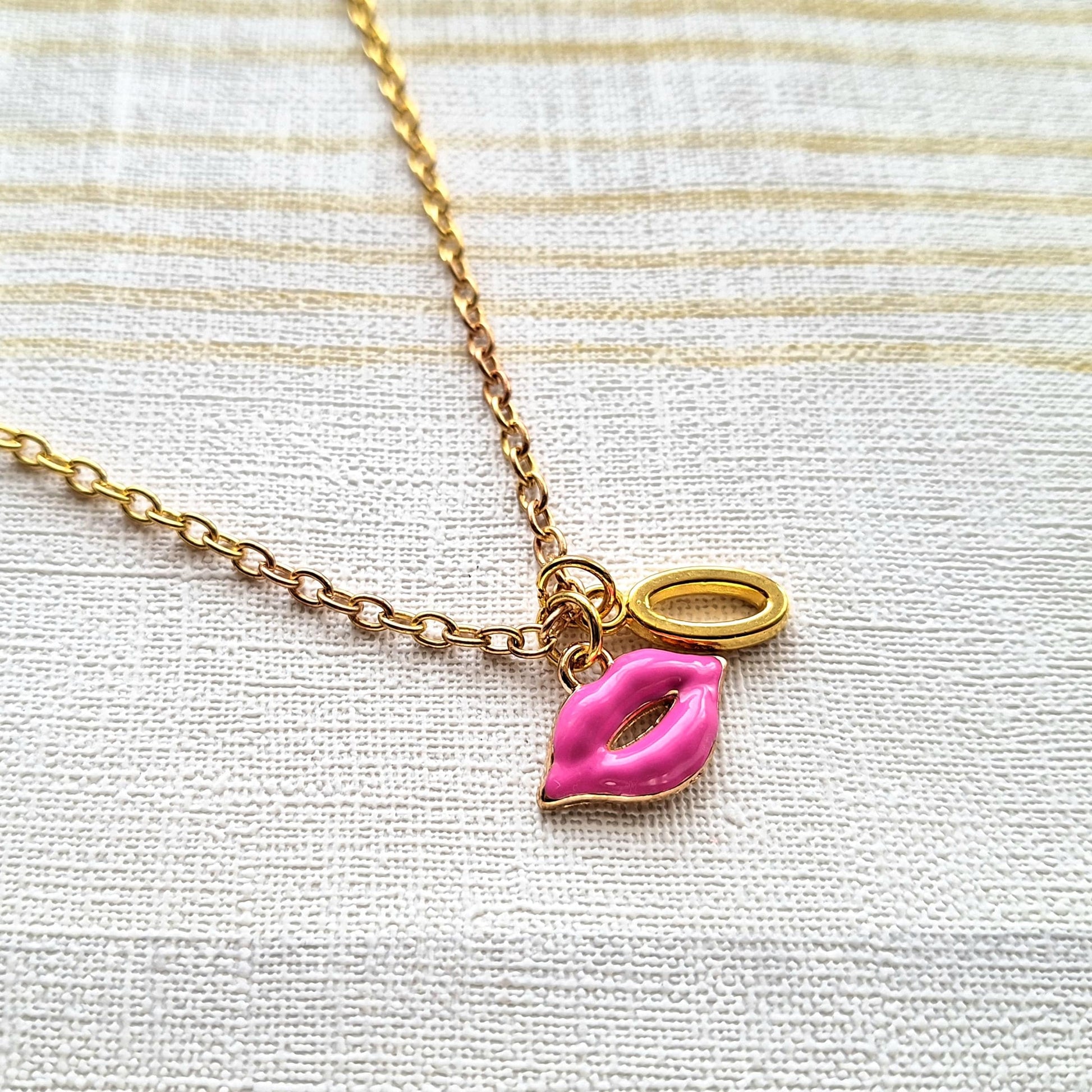 Lips necklace, kiss jewellery, personalised valentines day gift, quirky present, love you jewellery, halloween necklace