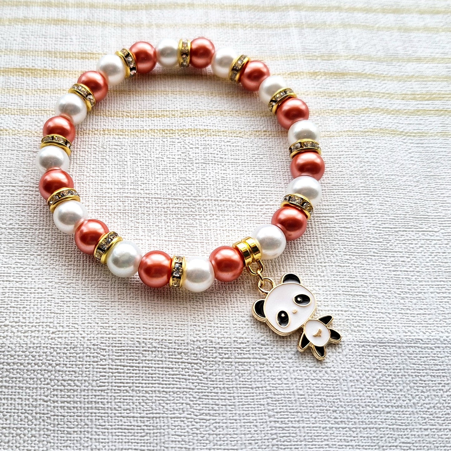 Panda bracelet, panda bear jewellery, zoo animal lover, gifts for kids, beaded stretch bracelet, stocking filler