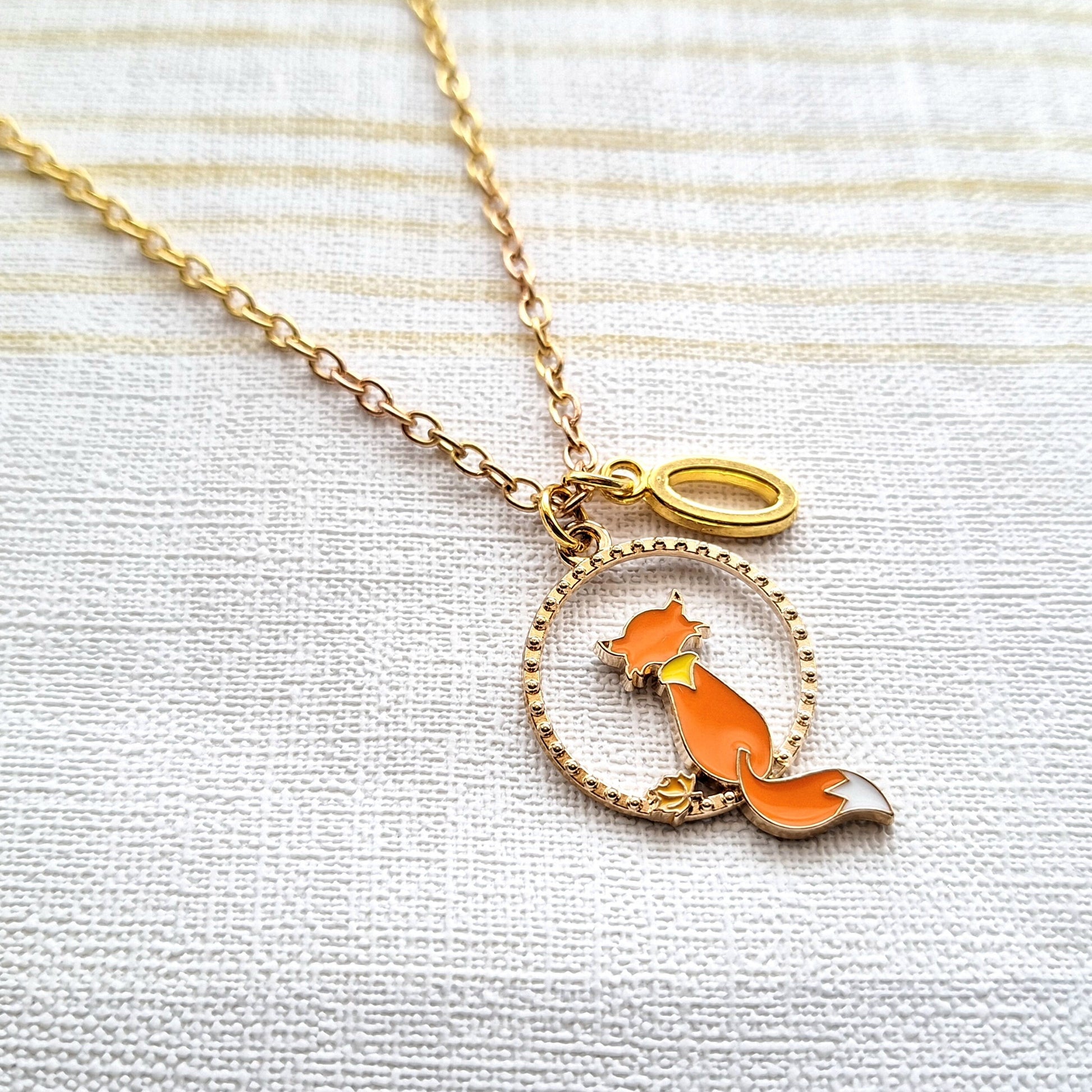Fox necklace, cute foxy jewellery, woodland forest jewelry, animal necklace, wilderness necklace, personalised initial necklace