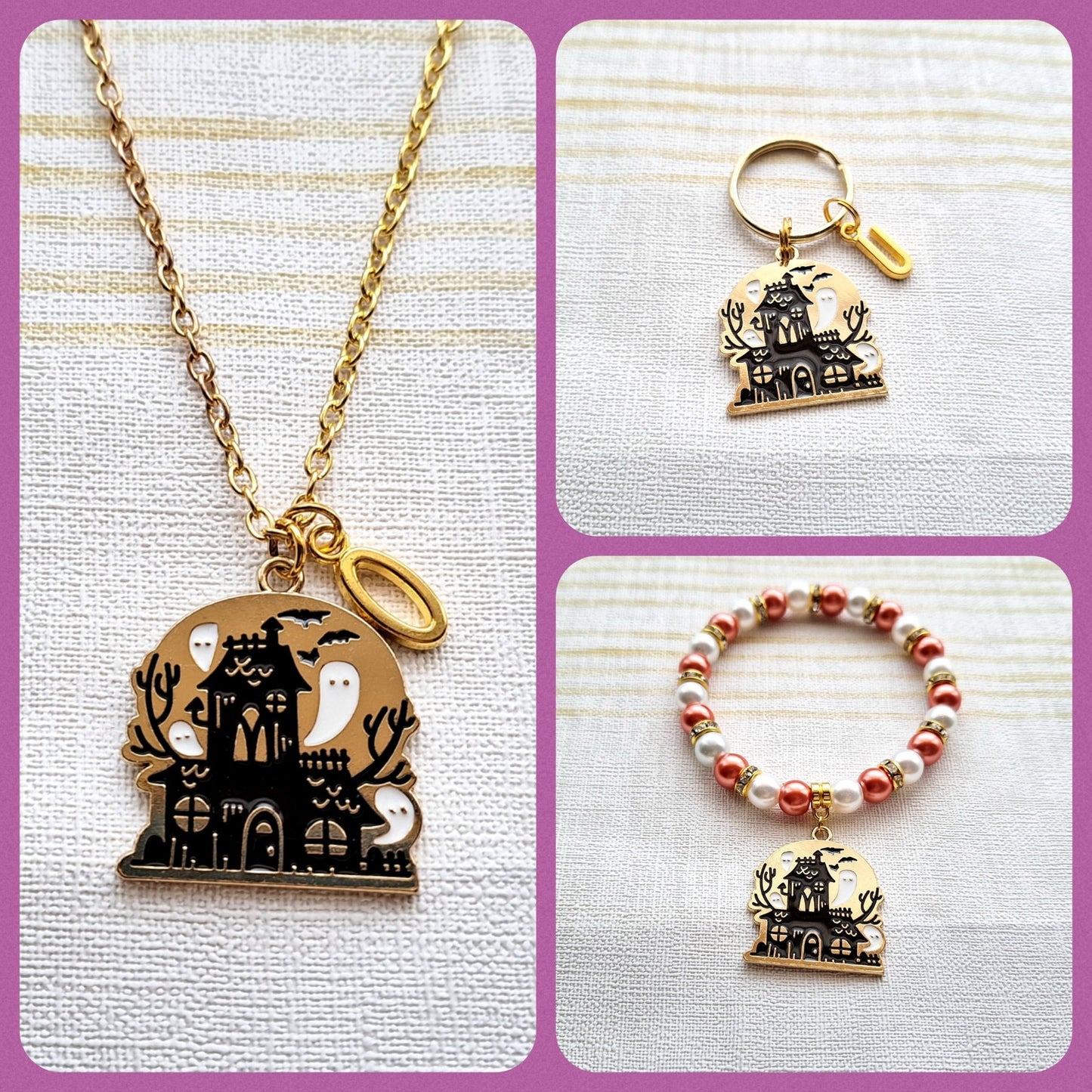 Haunted house bracelet, ghost mansion jewellery, spooky halloween jewelry, gothic gift, spooky season