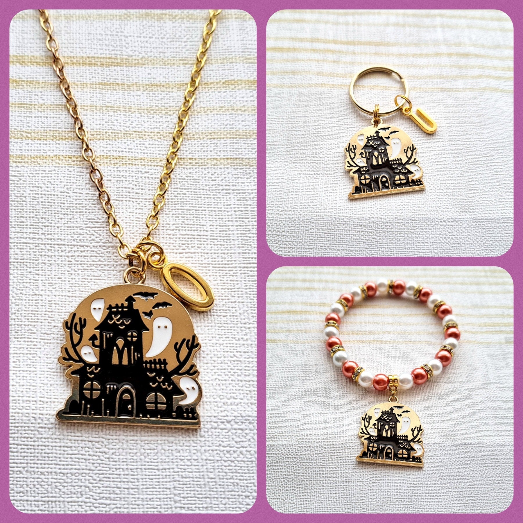 Haunted house bracelet, ghost mansion jewellery, spooky halloween jewelry, gothic gift, spooky season