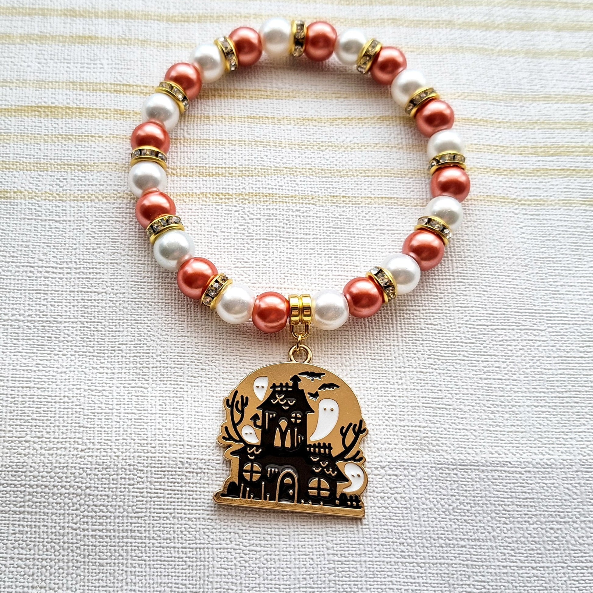 Haunted house bracelet, ghost mansion jewellery, spooky halloween jewelry, gothic gift, spooky season