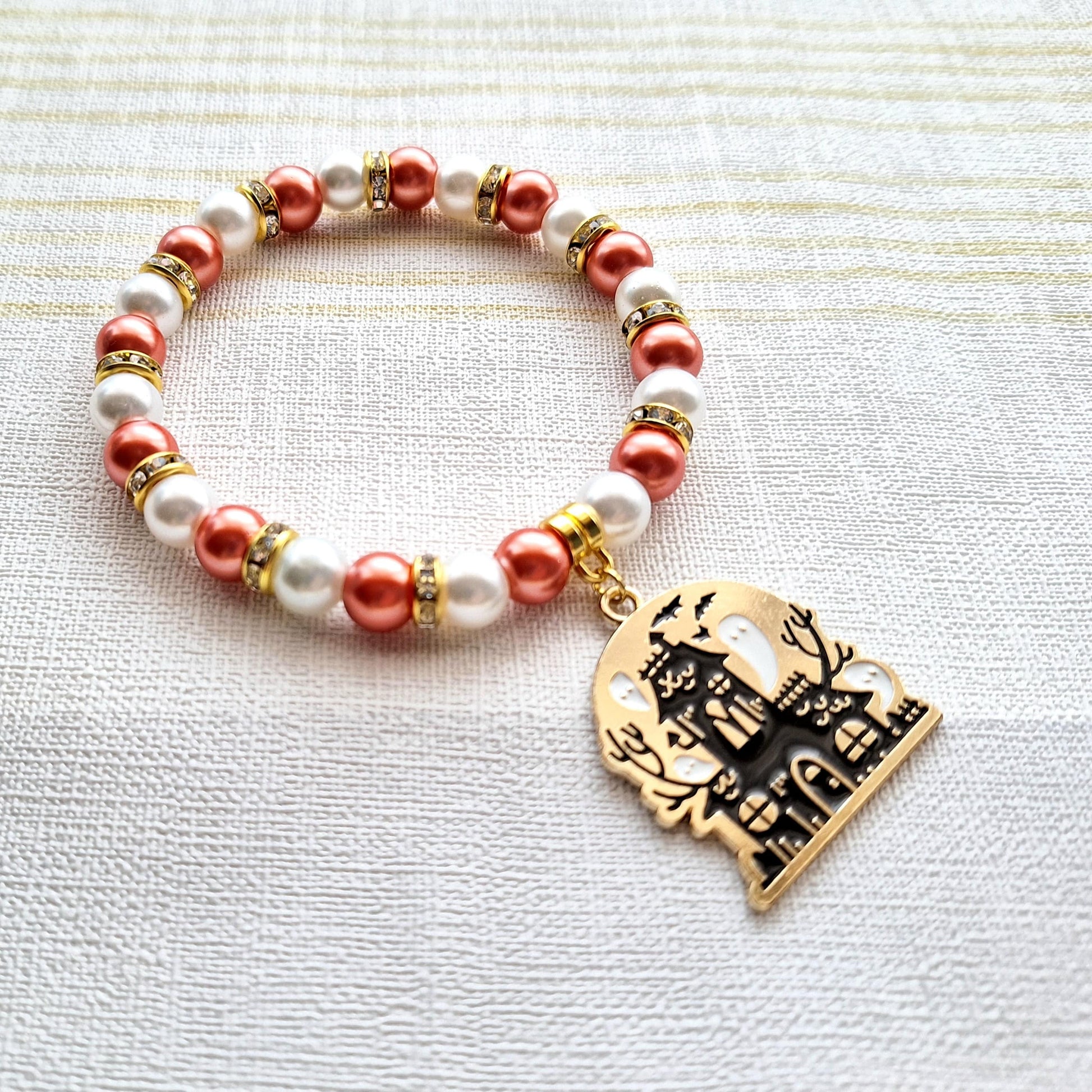 Haunted house bracelet, ghost mansion jewellery, spooky halloween jewelry, gothic gift, spooky season