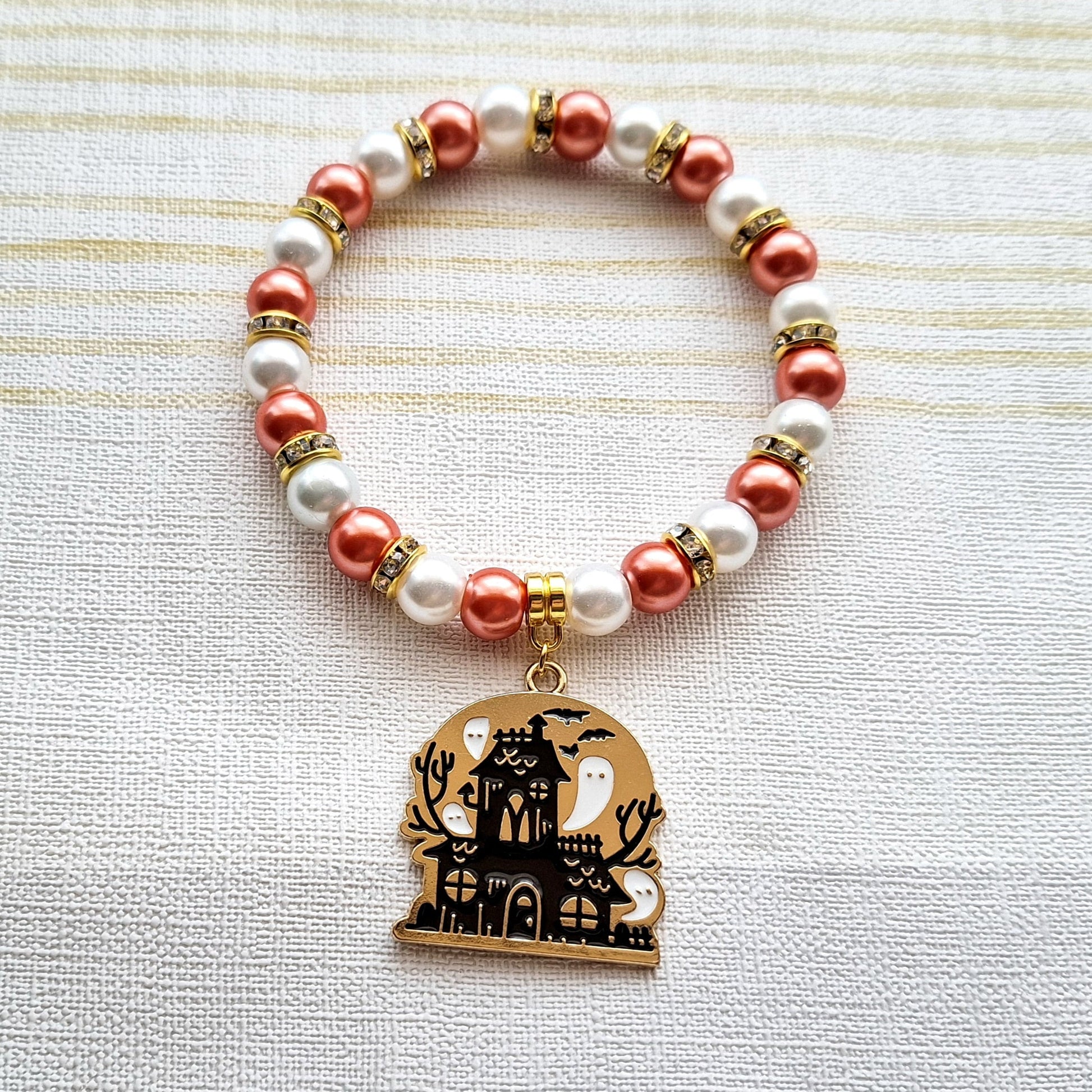 Haunted house bracelet, ghost mansion jewellery, spooky halloween jewelry, gothic gift, spooky season
