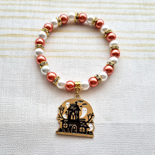 Haunted house bracelet, ghost mansion jewellery, spooky halloween jewelry, gothic gift, spooky season