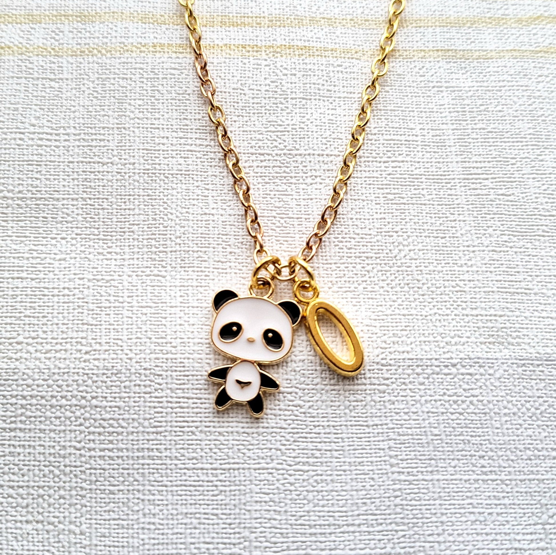 panda necklace, personalised jewellery, personalized initial jewelry, animal necklace, cute bear gift, panda lover present, mothers day