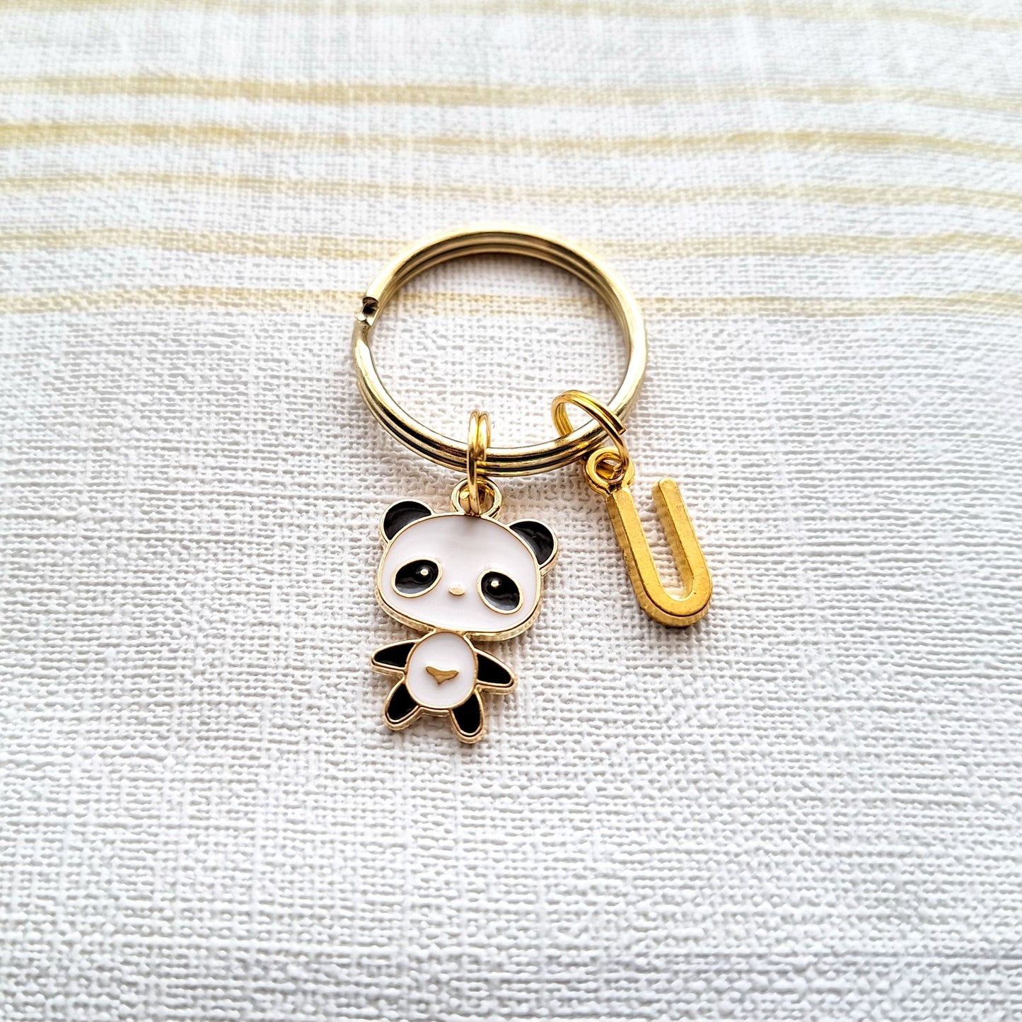 Panda keyring, animal keychain, personalised initial bag charm, animal lover, mothers day gift, birthday present, gifts for teenagers