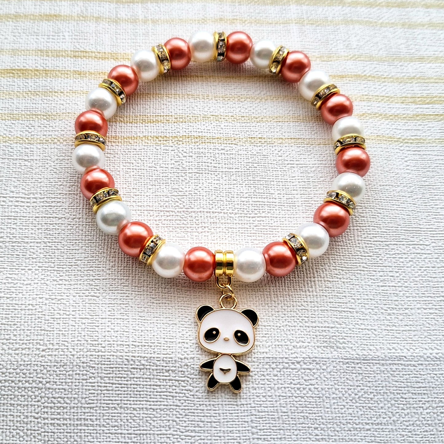Panda bracelet, panda bear jewellery, zoo animal lover, gifts for kids, beaded stretch bracelet, stocking filler