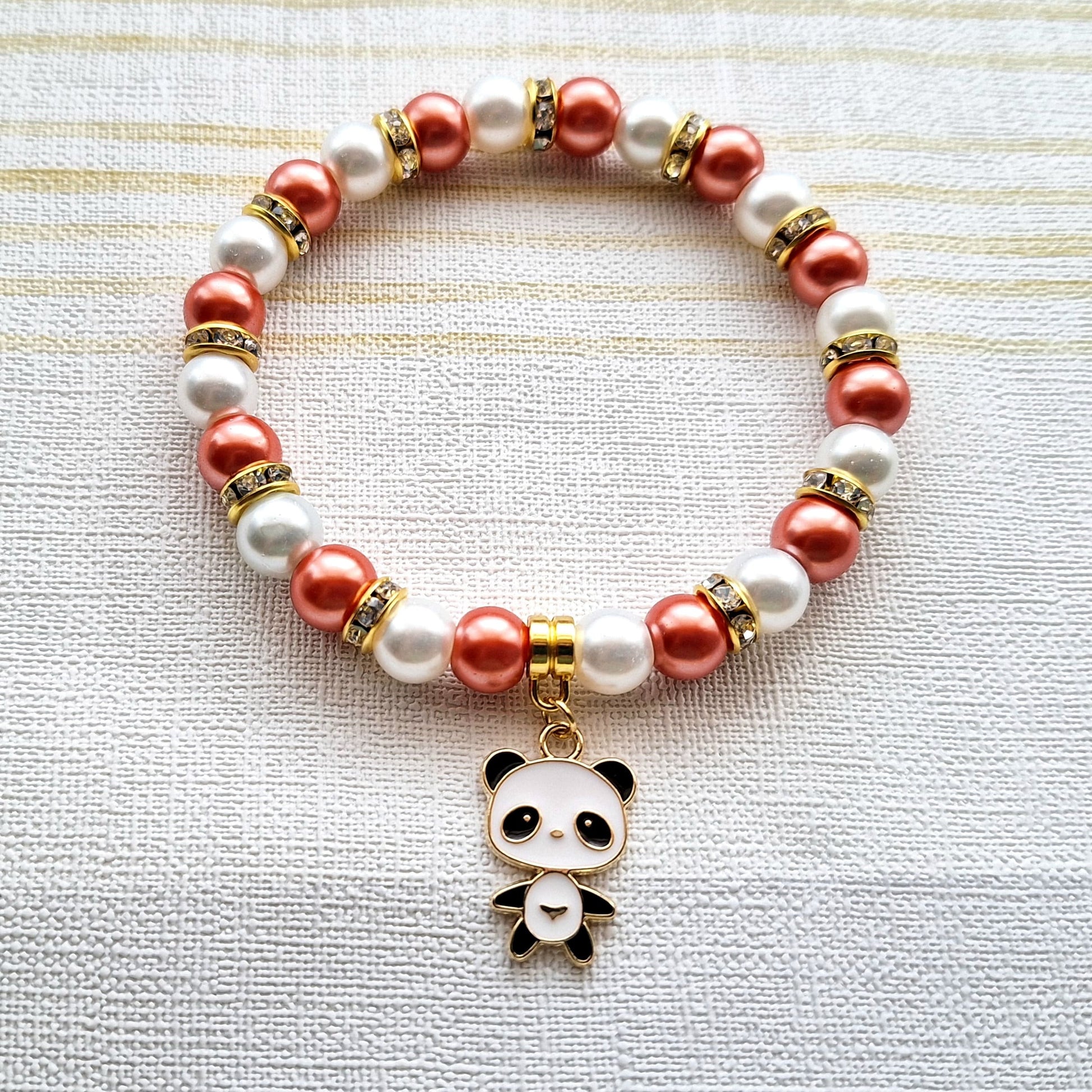 Panda bracelet, panda bear jewellery, zoo animal lover, gifts for kids, beaded stretch bracelet, stocking filler