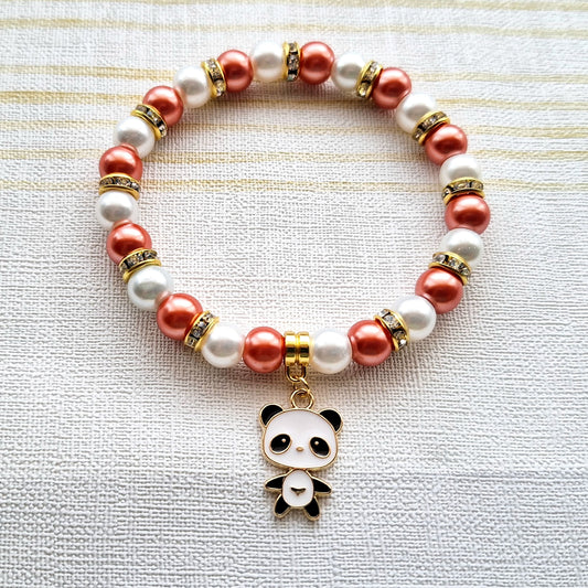 Panda bracelet, panda bear jewellery, zoo animal lover, gifts for kids, beaded stretch bracelet, stocking filler