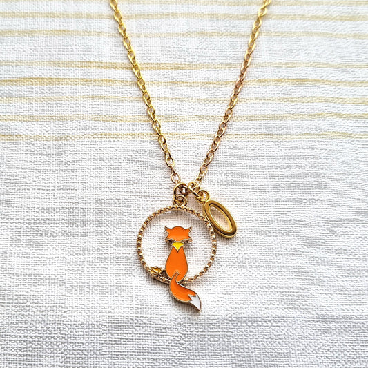 Fox necklace, cute foxy jewellery, woodland forest jewelry, animal necklace, wilderness necklace, personalised initial necklace