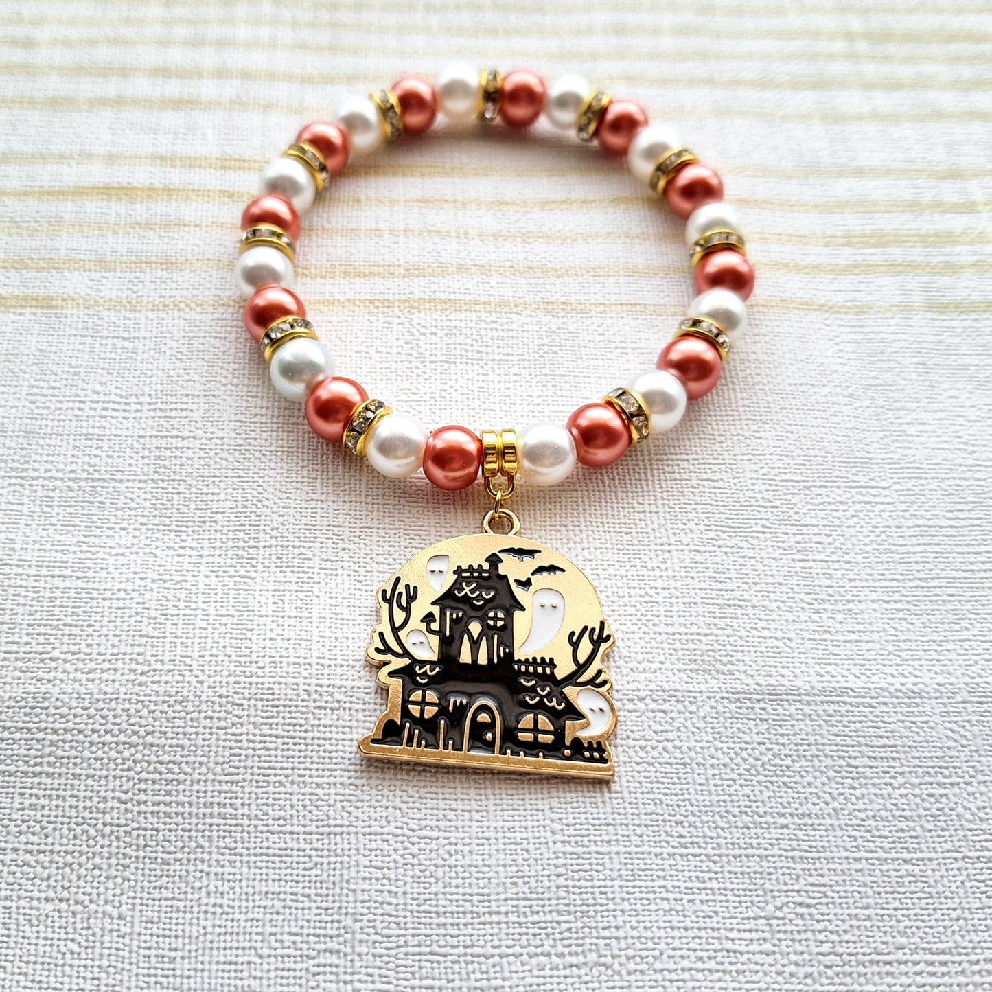 Haunted house bracelet, ghost mansion jewellery, spooky halloween jewelry, gothic gift, spooky season