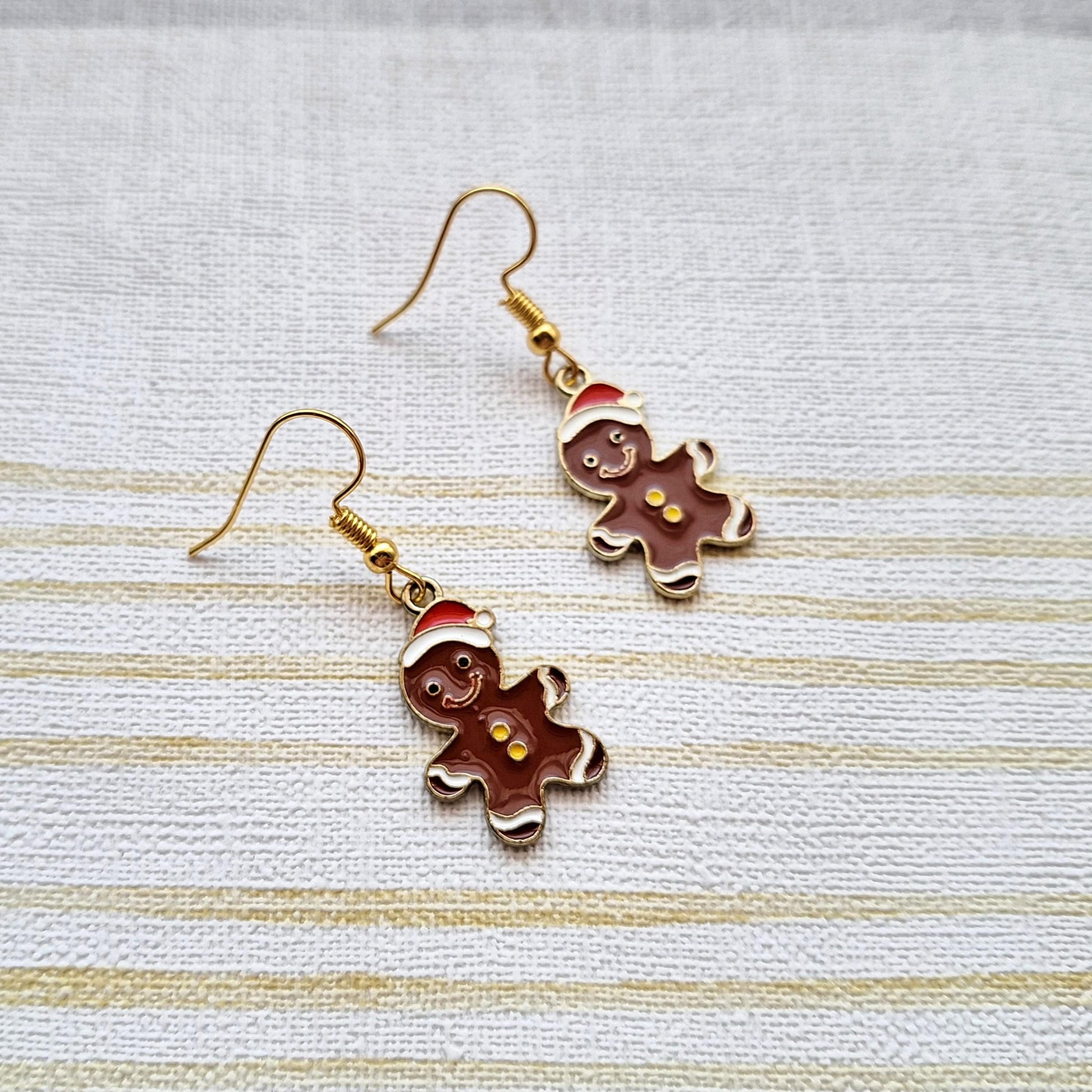Gingerbread man earrings, festive christmas jewellery, stocking filler, secret santa present, gifts for her, novelty Christmas earrings