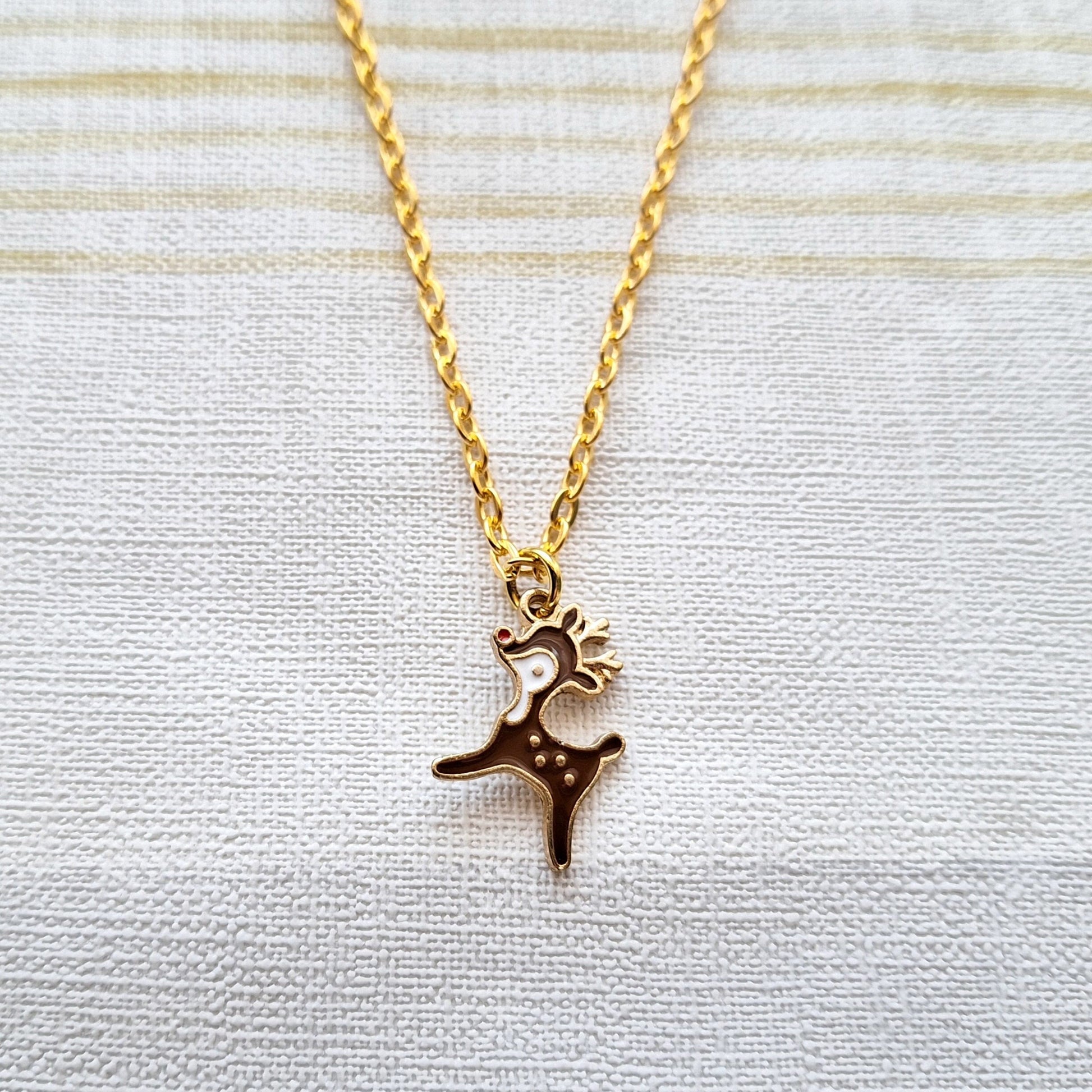 Reindeer necklace, festive Christmas jewellery, animal lover gift, deer stocking filler, personalised initial jewellery