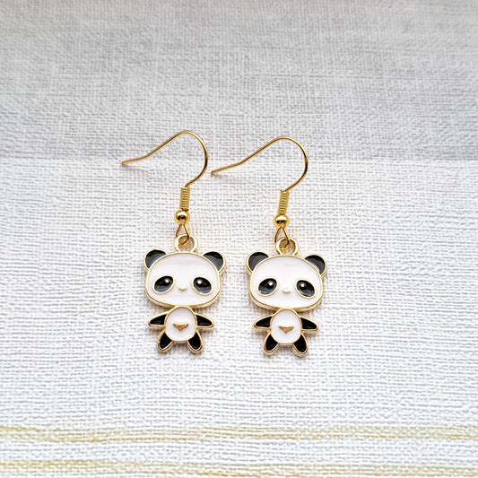 Panda earrings, animal lover, zoo keeper gift,