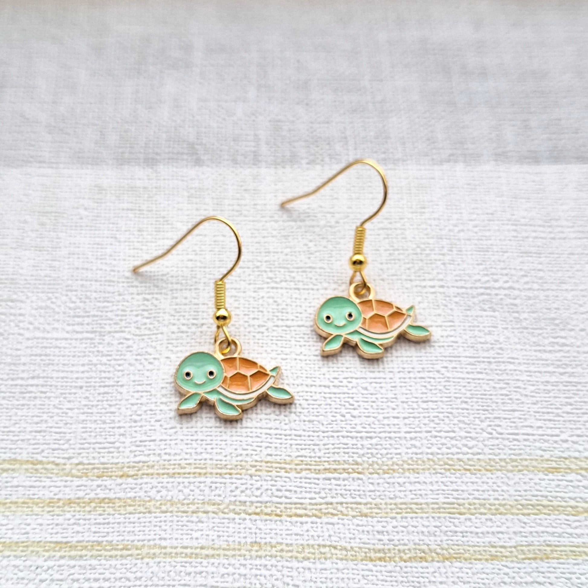 Turtle earrings, nautical earrings, tortoise jewellery, sea life animal lover, thankyou present, mothers day present, beach accessory