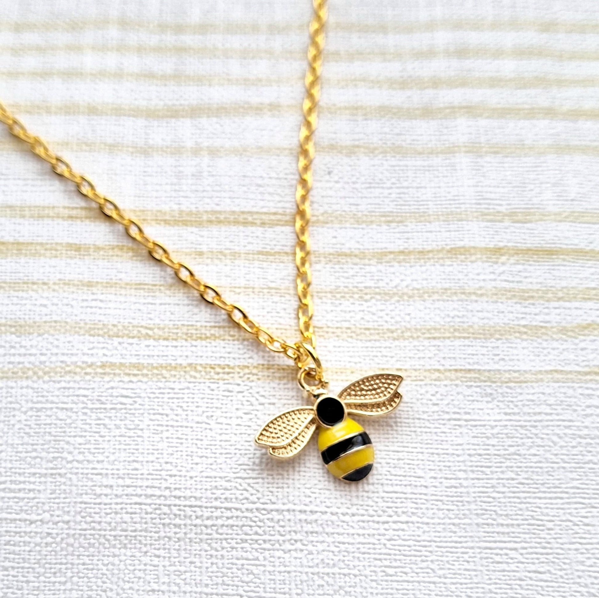 Bee necklace, personalized initial jewellery, insect necklace, wasp gift, bug lover present, mothers day gift, honey bee