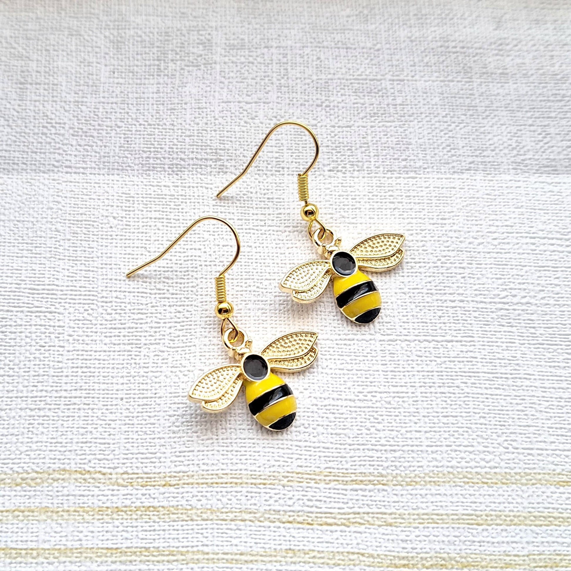 Bee earrings, wasp jewellery, bug lover, bumblebee gift, present for bee keeper, spring jewellery, wedding jewelry