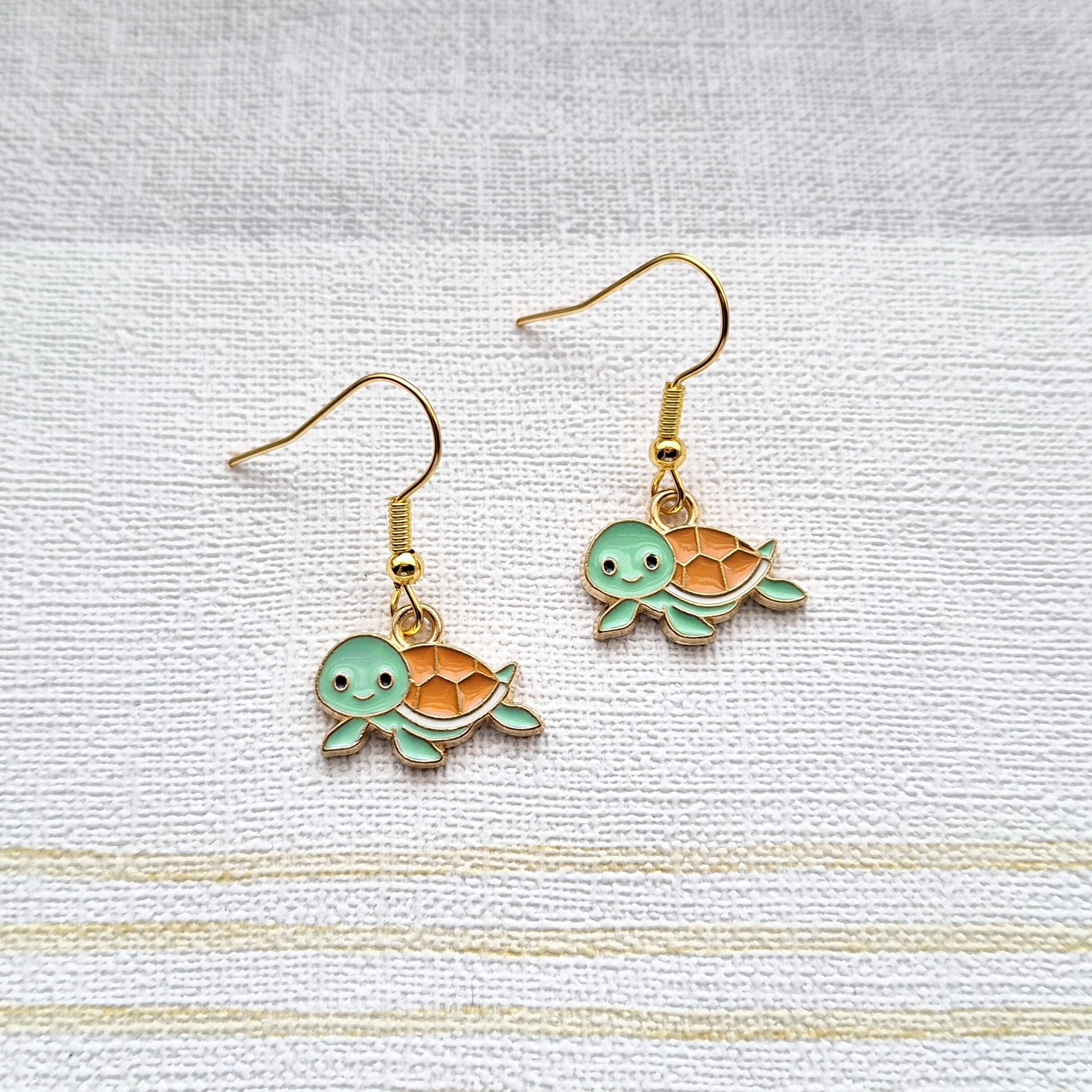 Turtle earrings, nautical earrings, tortoise jewellery, sea life animal lover, thankyou present, mothers day present, beach accessory