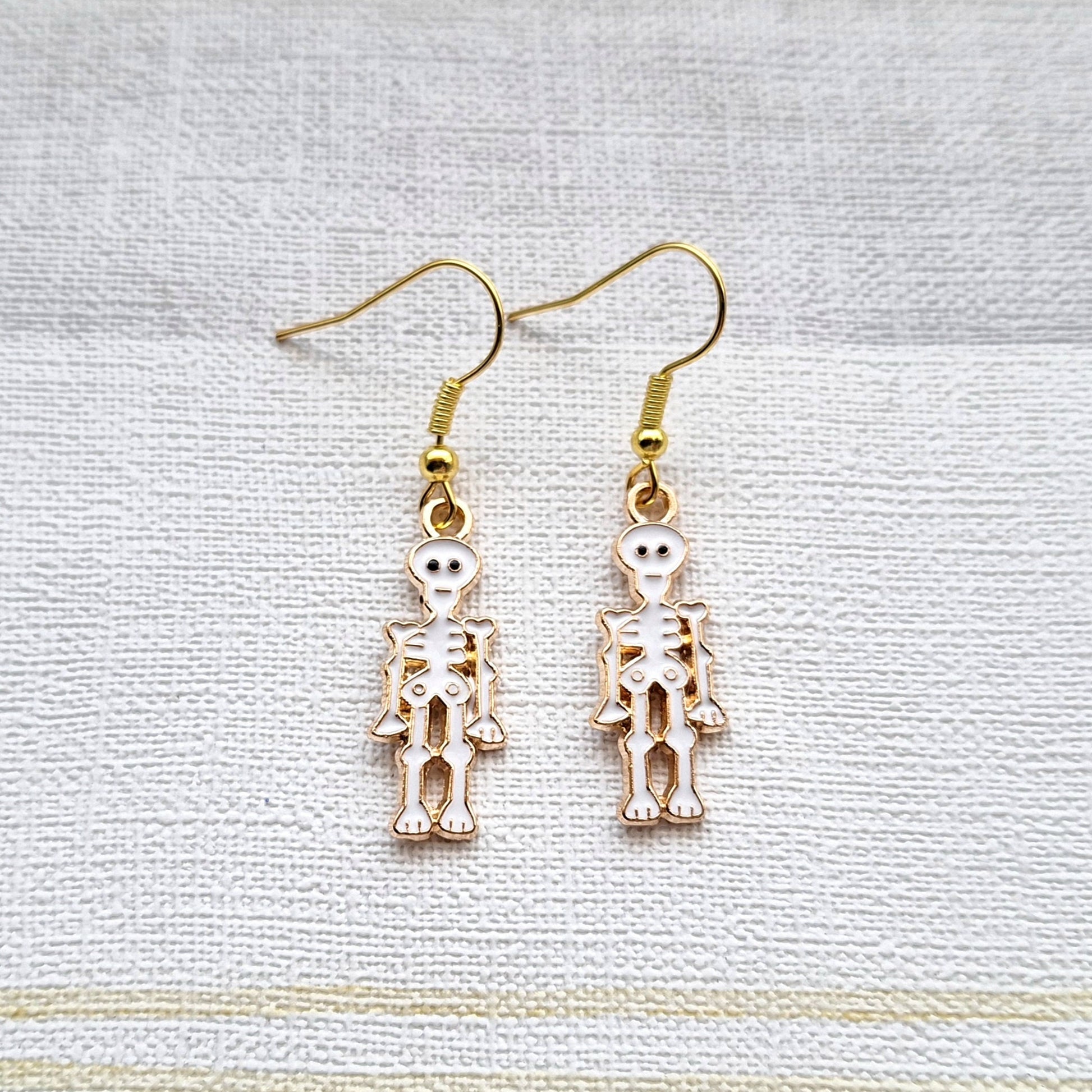 Skeleton earrings, halloween jewellery, pirate jewelry, supernatural earrings, gifts for goths, spooky skull earrings